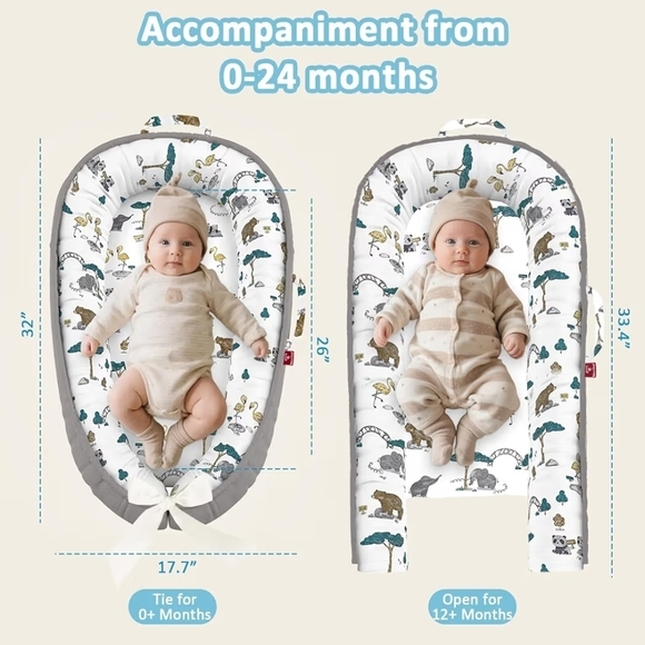 Gray Baby Nest with Animal Print - Picture 7 of 9